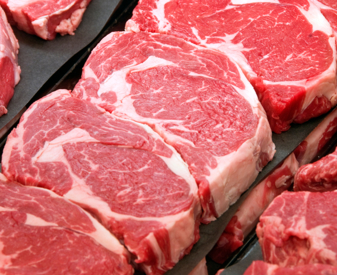 Ribeye steaks at a butcher shop