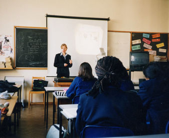 Volunteer Speaker Alison Mood Addressing School Students
