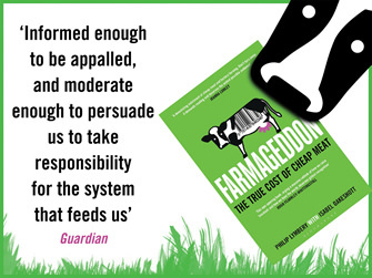 Farmageddon book advert with review from the Guardian