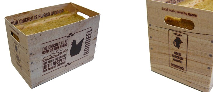 KLM wooden crate storing chicken