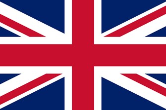 Union flag - dark blue background with red and white diagonal cross behind a red and white horizontal/vertical cross