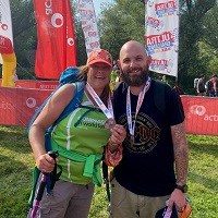 Nathan and Fay with medals post-challenge