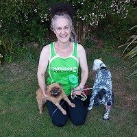 Caroline Fossey with her dogs